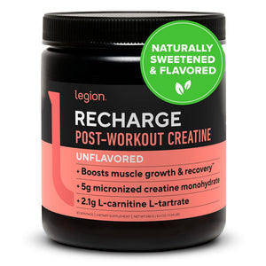 LEGION Recharge unflavored post workout creatine monohydrate powder muscle recovery strength supplement 30 servings