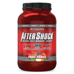 Myogenix Aftershock post workout whey protein fruit punch 3 lbs muscle growth recovery glycogen joint support supplement