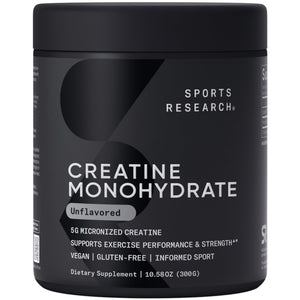 Sports Research creatine monohydrate micronized powder 5g muscle strength recovery supplement unflavored 10.58 oz