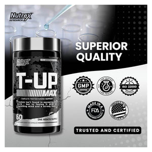 men testosterone booster capsules Nutrex T-UP muscle strength recovery performance support 60 capsules bottle