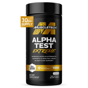 MuscleTech AlphaTest testosterone booster capsules men strength endurance muscle growth workout performance sports nutrition 150 capsules bottle