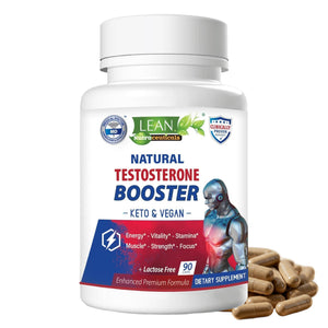 Male testosterone libido booster capsules for men vegan Tongkat Ali DHEA Tribulus Maca Zinc energy muscle workout performance 90 capsules bottle