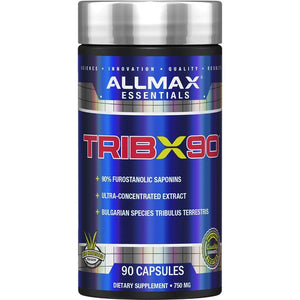 ALLMAX TRIBX90 Tribulus Terrestris testosterone booster capsules men 90% saponins muscle strength performance energy support 90 capsules bottle