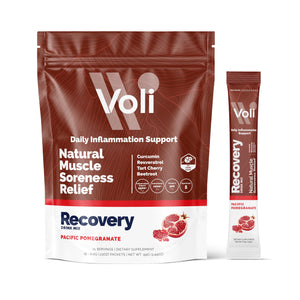 Voli Recovery plant based post workout powder curcumin ginger vitamin C muscle recovery vegan 15 packets