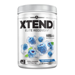 Xtend Original BCAA powder blue raspberry ice amino acids glutamine electrolytes muscle recovery drink 30 servings