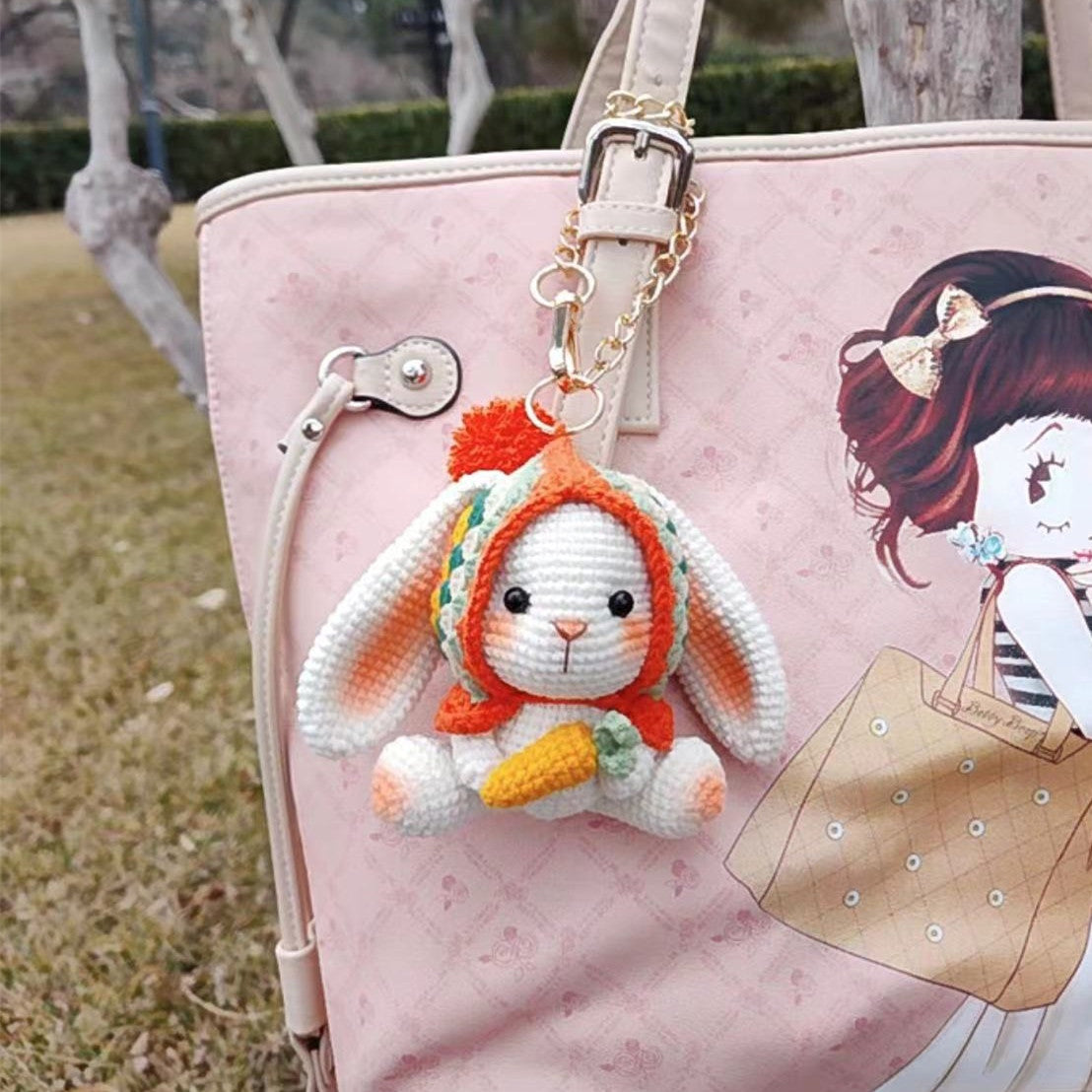 DIY Crochet Keychain Kit Cute Cartoon Doll Key Ring Yarn Craft Set
