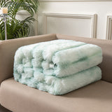 Soft Faux Rabbit Fur Blanket Thick Warm Tie Dye Double Sided Plush Throw
