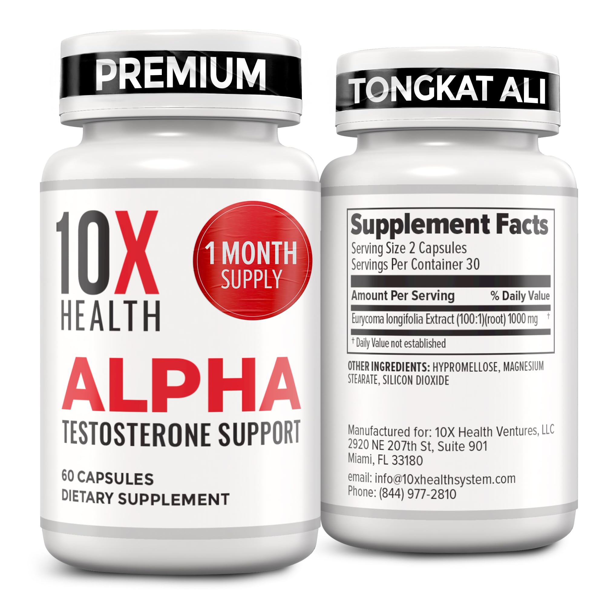 10X Health Alpha testosterone supplement men tongkat ali strength vitality muscle growth capsules 60 count