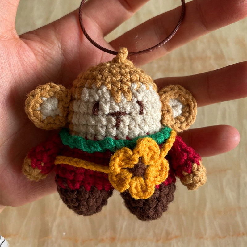 DIY Crochet Keychain Kit Cute Cartoon Doll Key Ring Yarn Craft Set