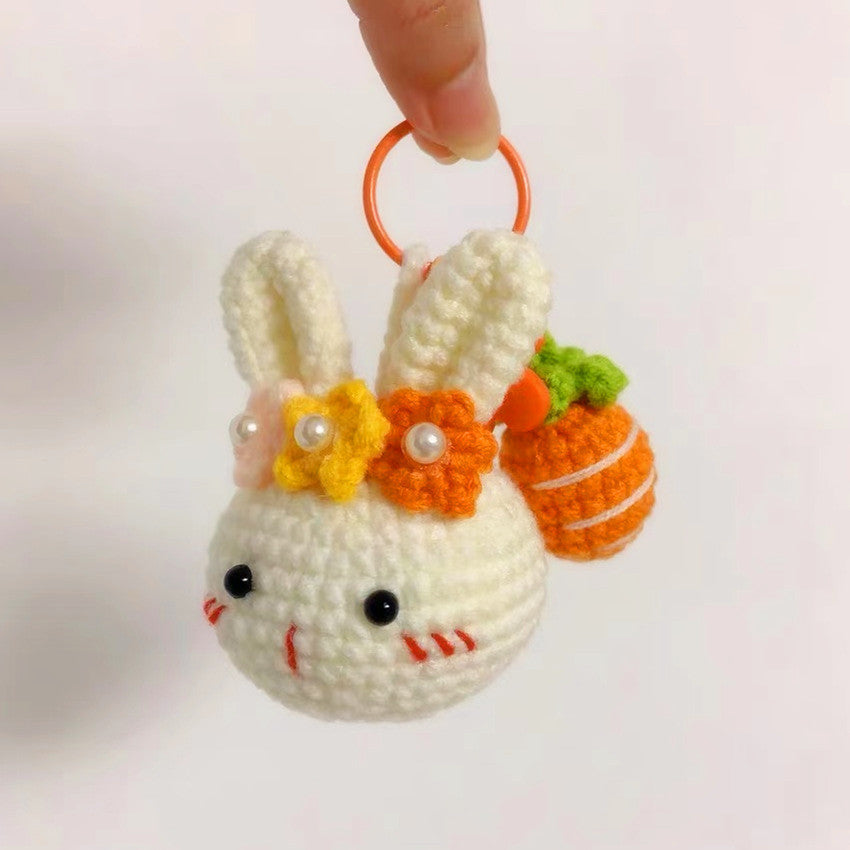 DIY Crochet Keychain Kit Cute Cartoon Doll Key Ring Yarn Craft Set