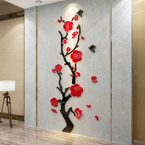 3D Plum Blossom Wall Stickers Acrylic Floral Waterproof Mural Home Decor