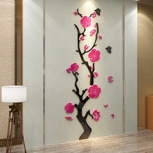 3D Plum Blossom Wall Stickers Acrylic Floral Waterproof Mural Home Decor
