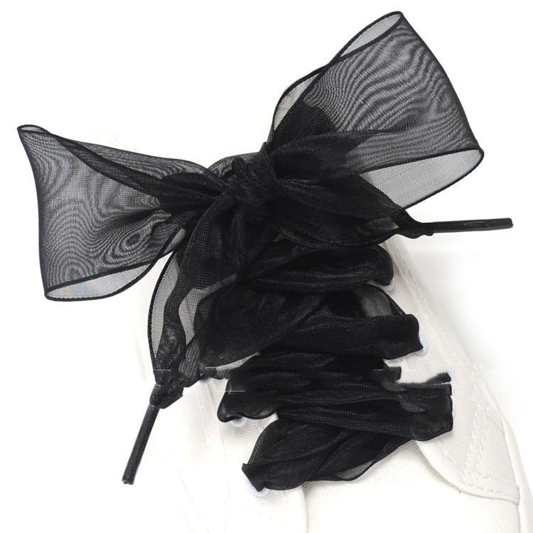 Transparent Lace Shoelaces Wide Organza Shoe Laces 110cm Fashion Ribbon