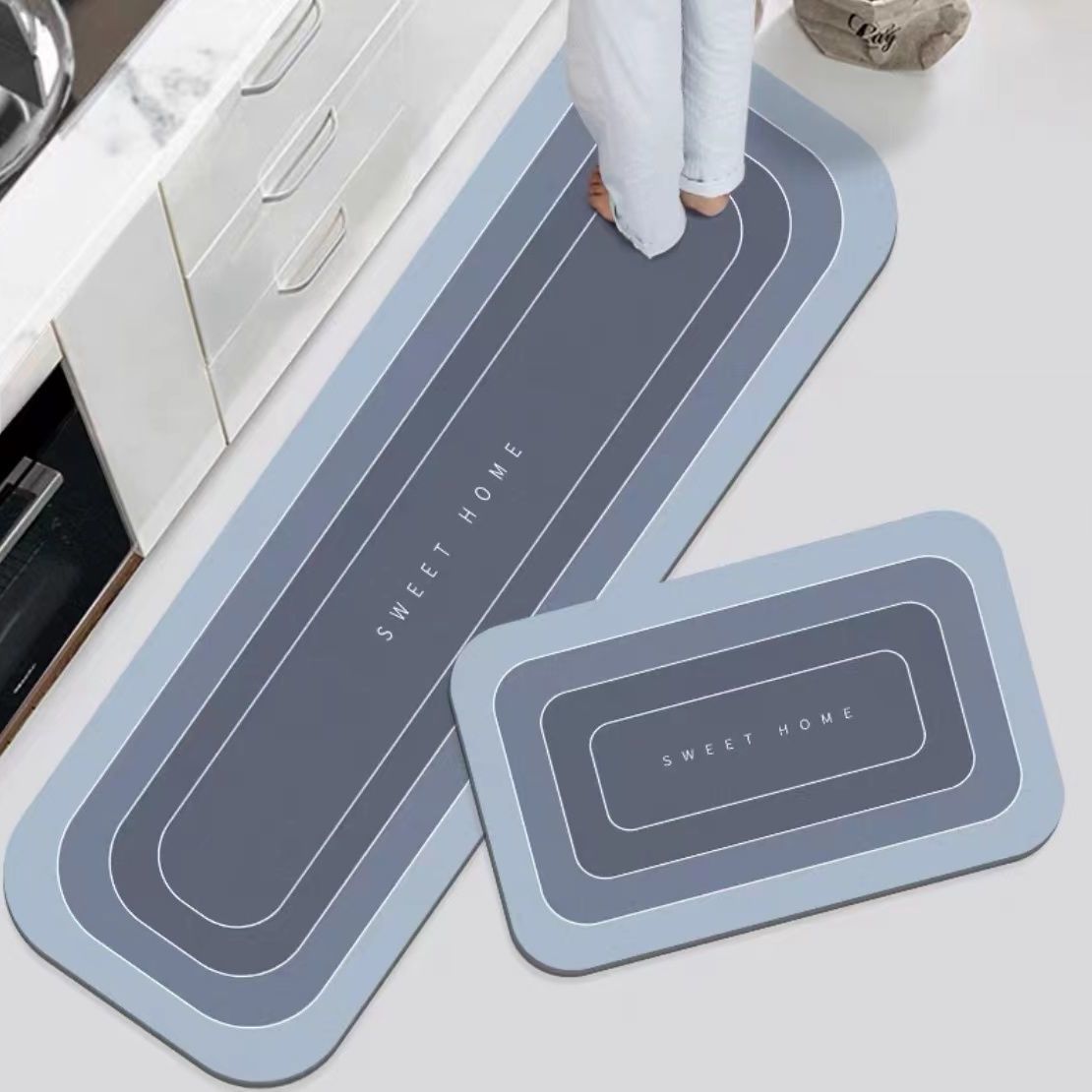 Non Slip Door Mat Crystal Velvet Floor Rug Washable Entryway Carpet