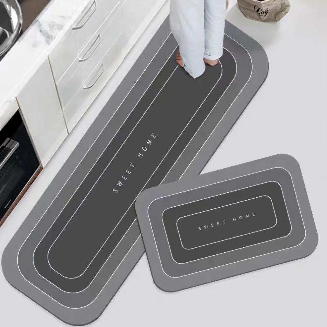 Non Slip Door Mat Crystal Velvet Floor Rug Washable Entryway Carpet