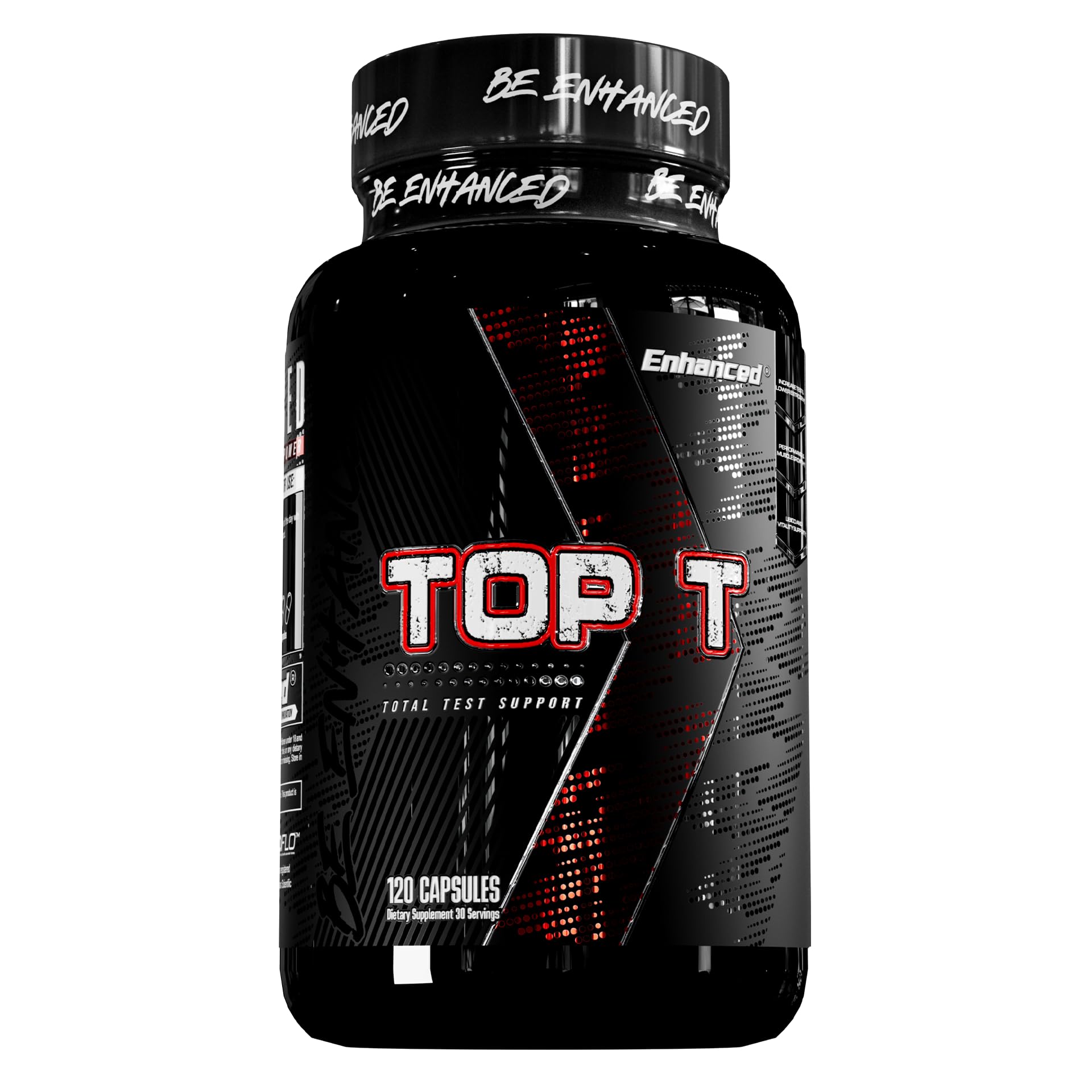 Enhanced Labs Top T testosterone booster capsules men Tongkat Ali Fadogia Ashwagandha DIM libido muscle growth estrogen support 120 capsules bottle