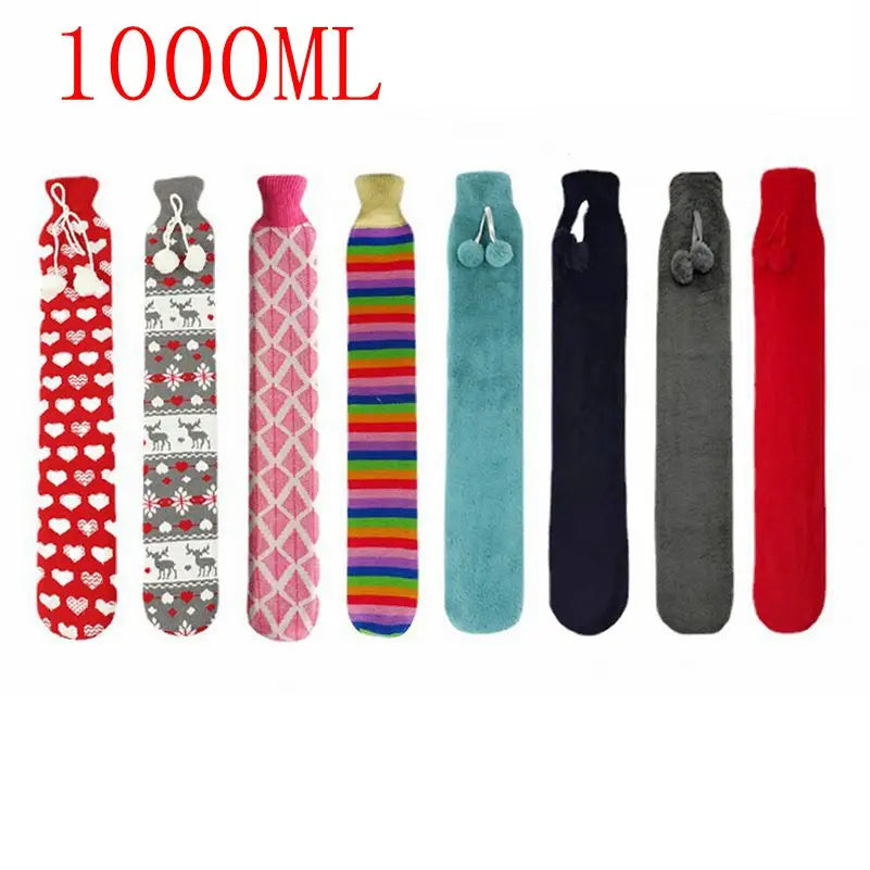 Set of colorful patterned bottles with a 1000ML label on a white background