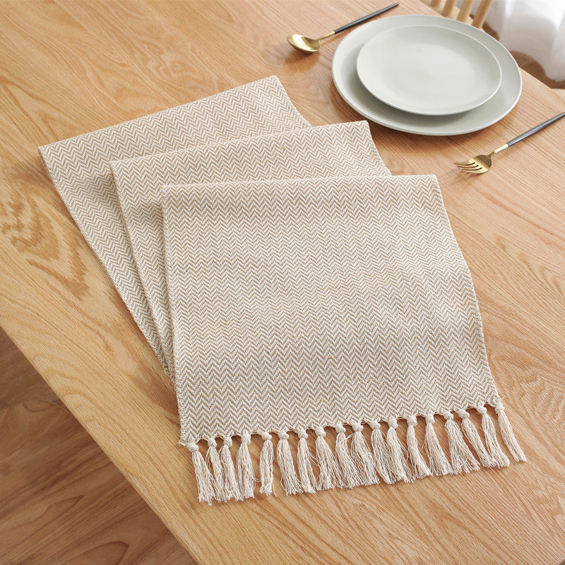 Cotton Linen Table Runner Woven Minimalist Dining Table Decor Boho Style