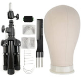 Canvas Wig Head with Stand Set Mannequin Head for Wig Making Styling Kit
