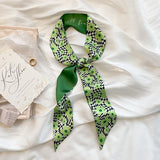 Women Long Ribbon Scarf Hair Tie Floral Print Skinny Scarf Headband