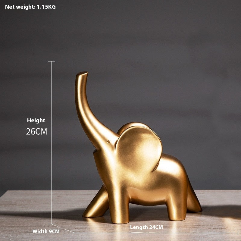 Lucky Elephant Figurine Resin Decor Fortune Feng Shui Home Ornament