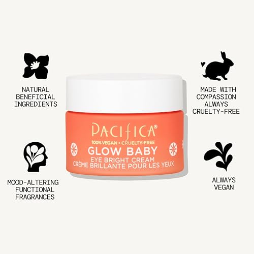 Pacifica Glow Baby Brightening Eye Cream - Vitamin C & Caffeine-Infused Treatment for Dark Circles & Puffiness (0.5 oz)