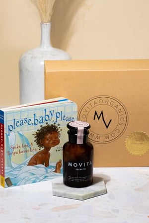 Movita Prenatal Gift Set with Prenatal Vitamin Bottle and Please, Baby, Please Book