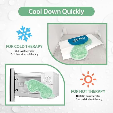 NEWGO Cooling Eye Mask Cold Ice Pack – Puffy Eyes, Dark Circles, Headache & Stress Relief (Blue/Green 2 Pack)
