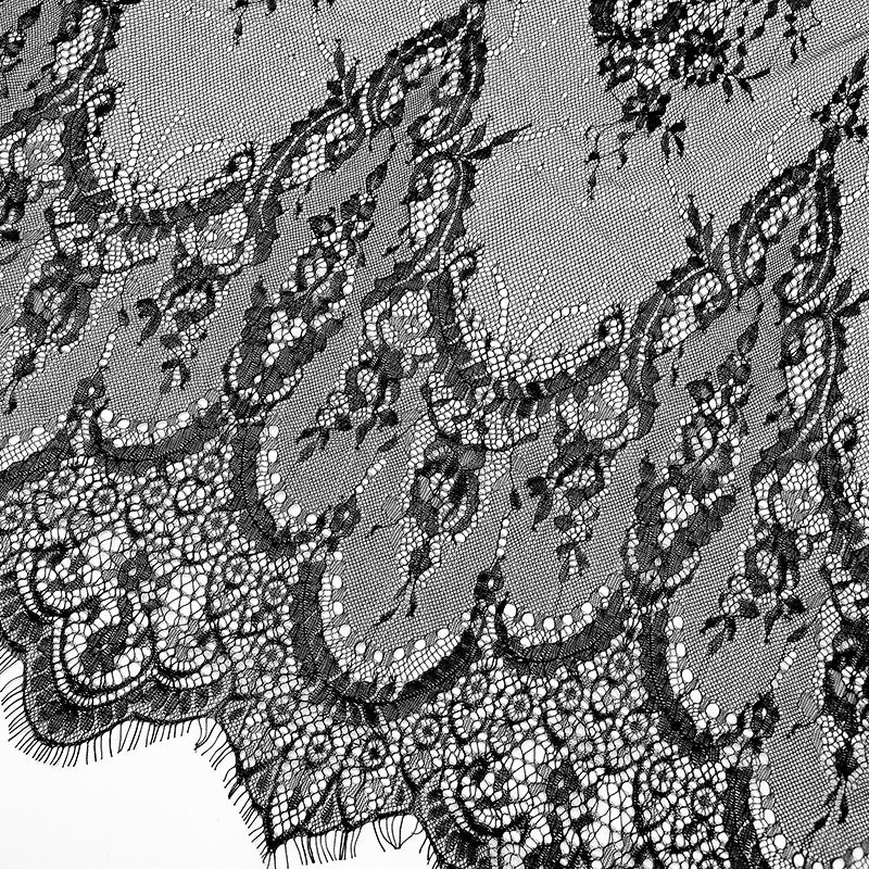 Eyelash Lace Fabric Black White Embroidered Wedding Dress Lace 1.5x3m