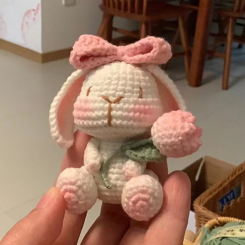 DIY Crochet Keychain Kit Cute Cartoon Doll Key Ring Yarn Craft Set