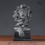 Retro Lion Head Wall Decor Resin Sculpture American Style Home Ornament
