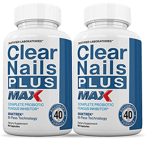 Justified Laboratories (2 Pack) Clear Nails Plus Max Pills 40 Billion CFU Probiotic Supports 