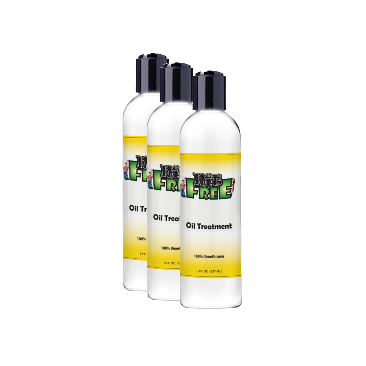 Nit Free 100% Dimethicone Oil for Lice – Safe for Kids & Adults – Great for all hair types – 8oz - Pack of 3