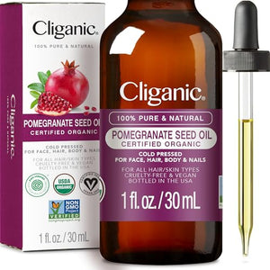 Cliganic Organic Pomegranate Seed Oil, 100% Pure - For Face, Skin | Natural Cold Pressed Unrefined