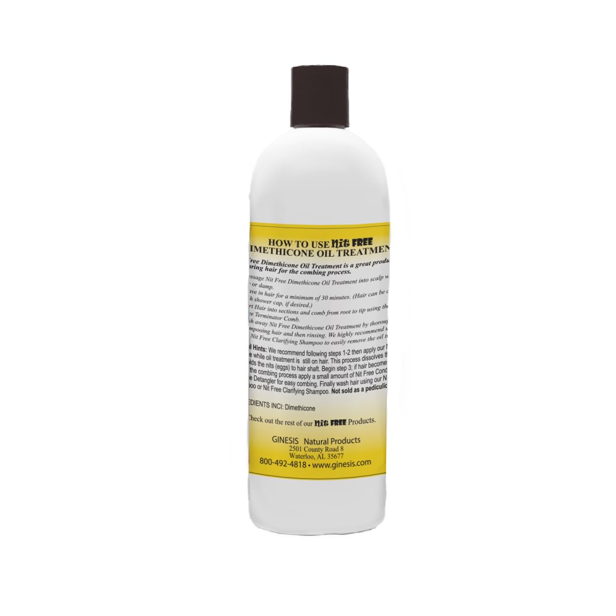 Nit Free 100% Dimethicone Oil for Lice – Safe for Kids & Adults – For all hair types – 16oz bottle - Pack of 2