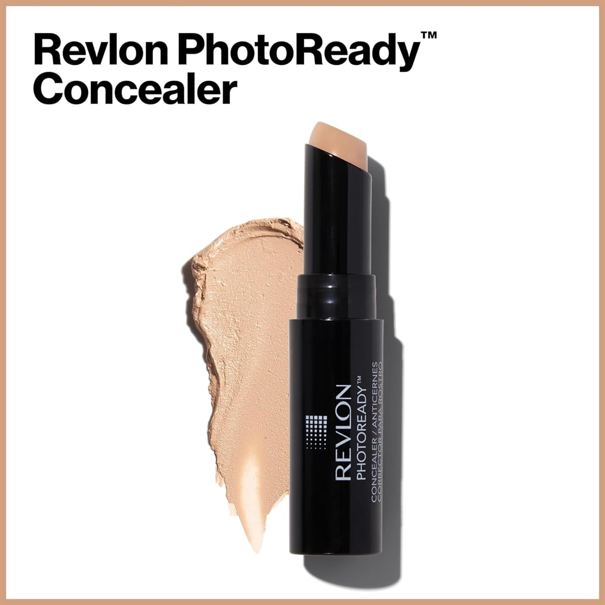 Revlon Concealer Stick, PhotoReady Face Makeup for All Skin Types, Longwear Medium- Full Coverage with Creamy Finish, Lightweight Formula, 003 Light Medium, 0.11 Oz