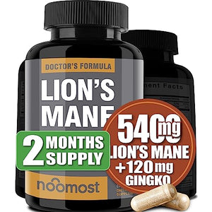 NooMost Organic Lions Mane Supplement Capsules 5400mg, Ginkgo Biloba 120mg