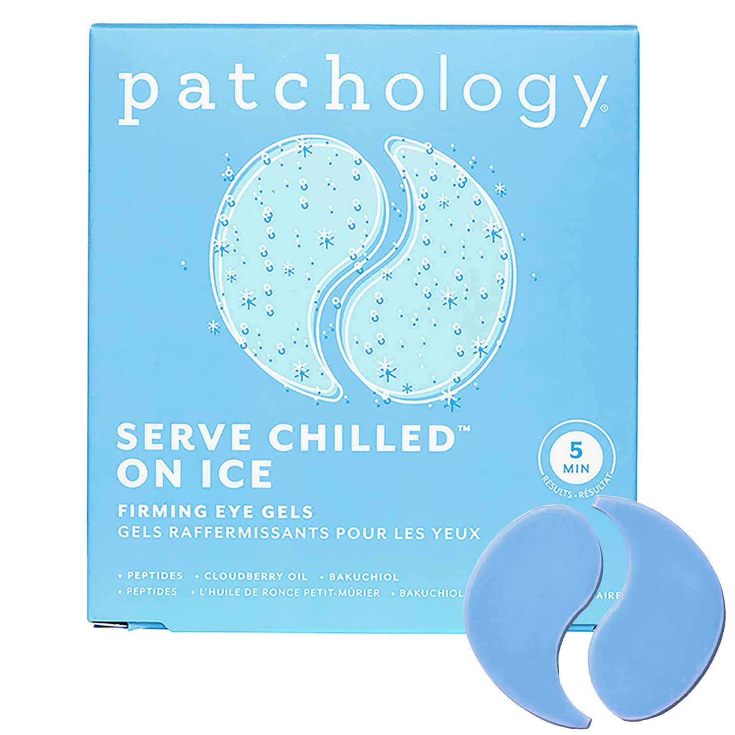 Patchology Iced Cooling Under Eye Mask Patches – Peptides, Cloudberry Oil & Bakuchiol – Firming Hydrating Eye Gels for Fine Lines, Puffiness & Dark Circles – 5 Pairs