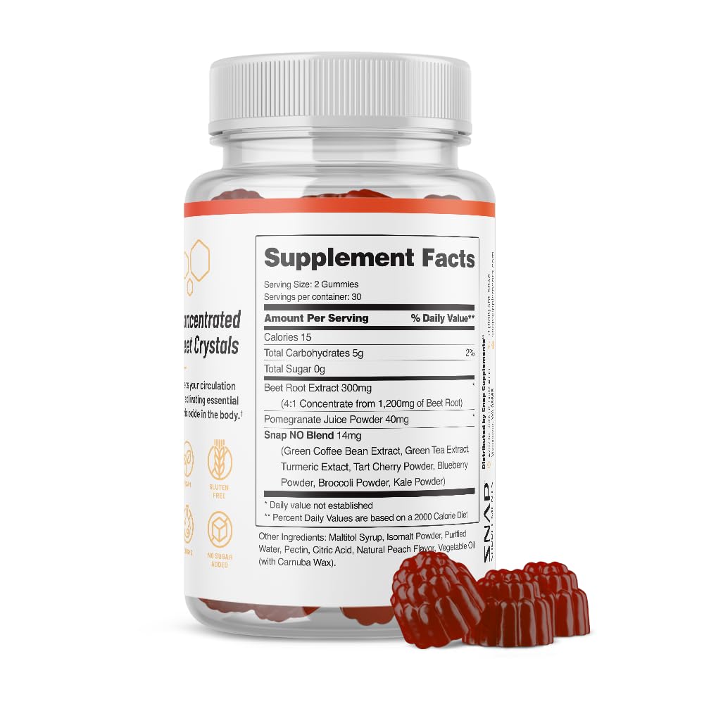 Snap Supplements Nitric Oxide Beet Root Gummies - Support Healthy Blood Circulation