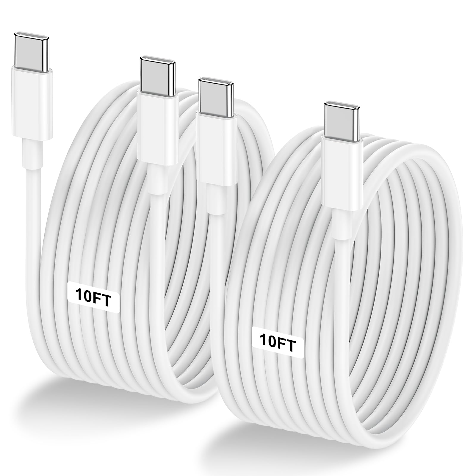 2-Pack 10FT 60W USB C to USB C Cable, Type C to Type C Cable,Fast Charging Cable for iPhone Air 17 16e 16 15 Pro Plus Pro Max，for Galaxy S25/S24, for iPad Pro/Air/mini, for MacBook Pro/Air and More