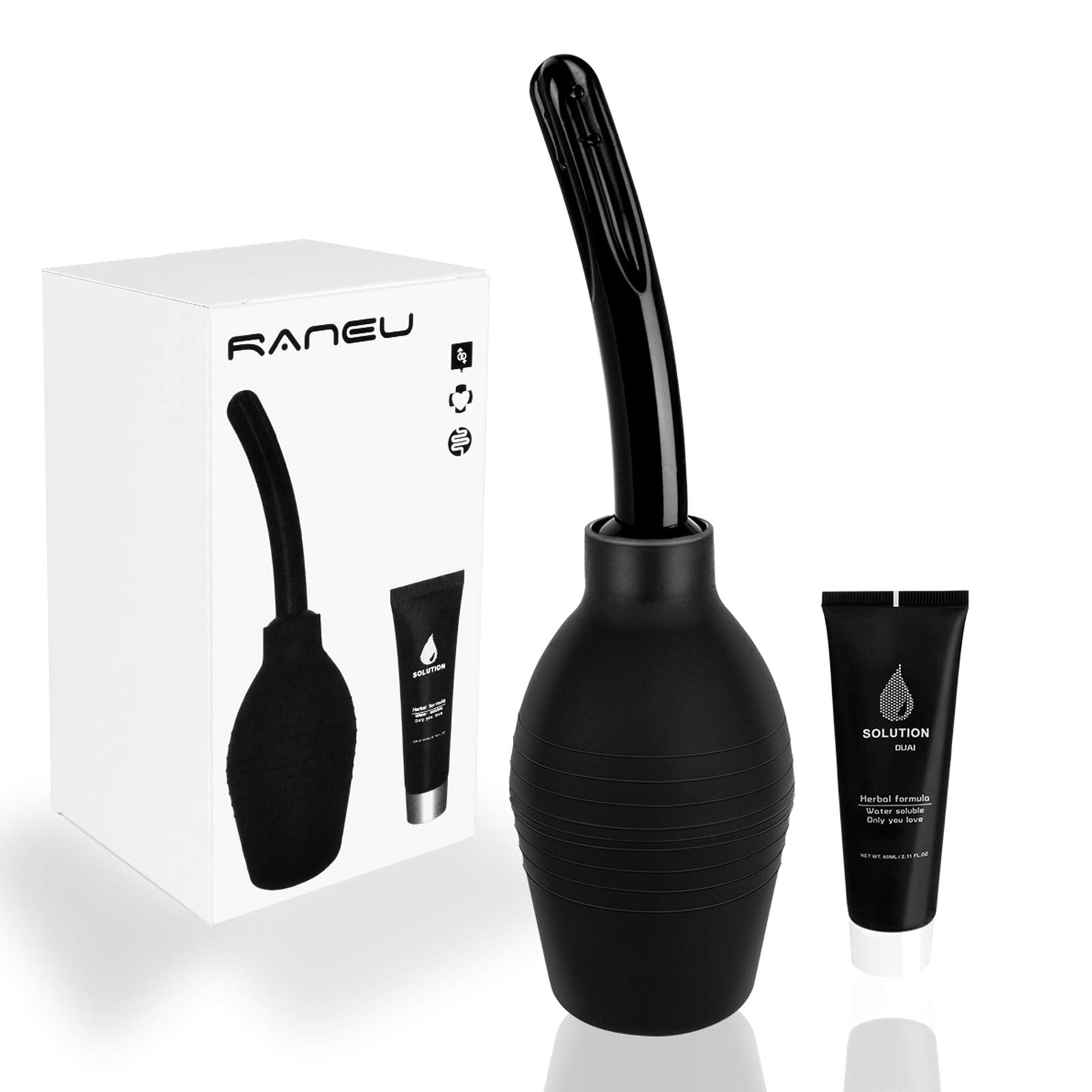 RANEU Enema Bulb Kit with Lube Anal Douche Superior Materials Douche for Men Women
