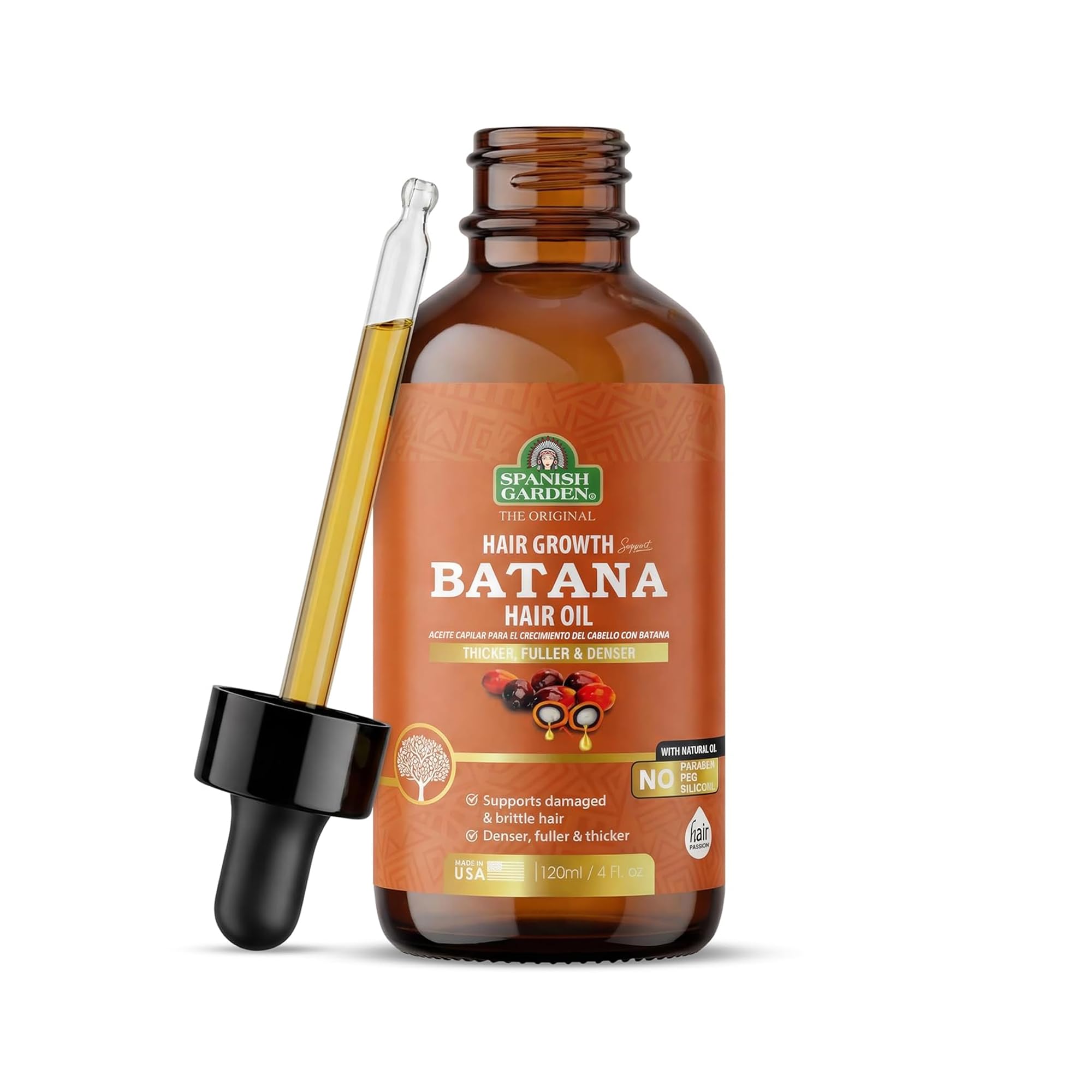 Spanish Garden Natural Batana Oil for Hair Growth & Repair Deep Moisturizing Scalp Treatment - Organic Hair Growth Oil Frizz Control & Shine Suitable for All Hair Types Men and Women 4 Fl oz