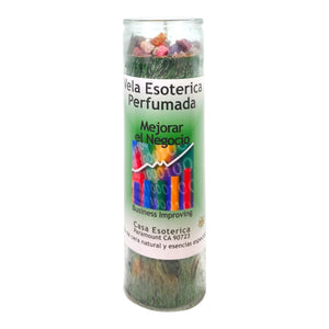 Business IMPROVING-Palm Wax Spiritual Intention Spell Candle-[Green] | Vela CASA ESOTERICA PERFUMADA