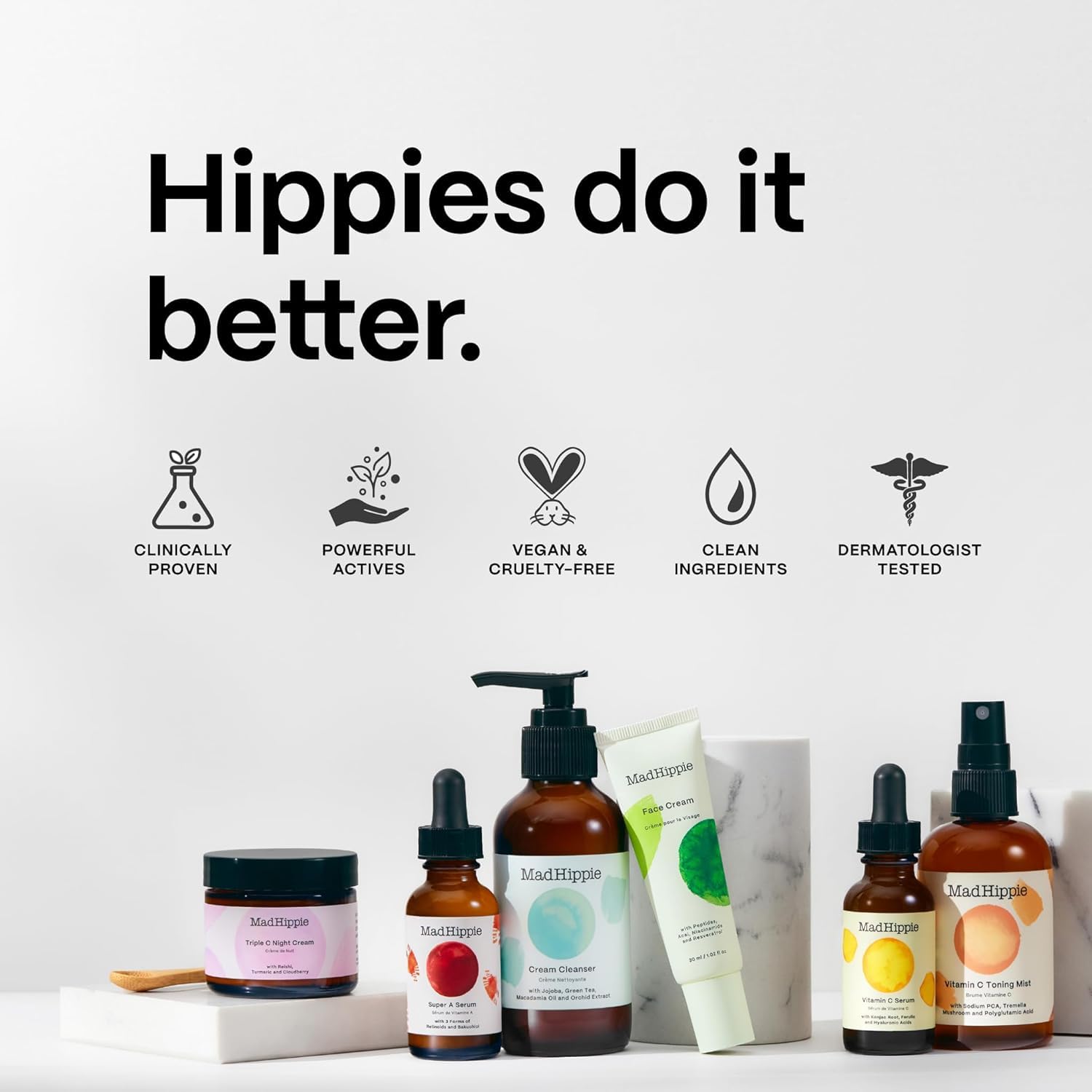 Mad Hippie Anti-Aging Eye Cream - Vitamin C & Peptides for Dark Circles & Puffiness - Niacinamide & Kakadu Plum (0.5 oz)