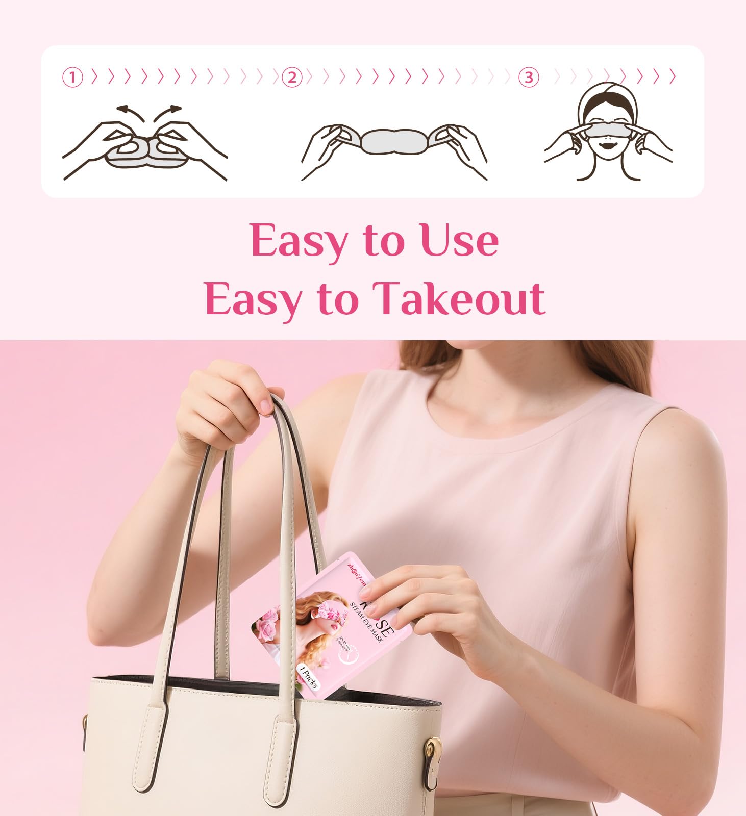 ZHENYEMEI Rose Heated Eye Mask - Self-Heating Warm Compress for Dry Eyes, Puffiness & Dark Circles - Relaxing Rose Scent (18 Packs)