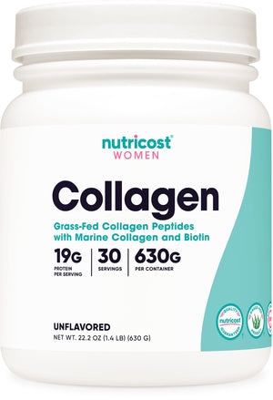 Nutricost Collagen for Women 30 Servings (Unflavored) - Grass-Fed Collagen Peptides