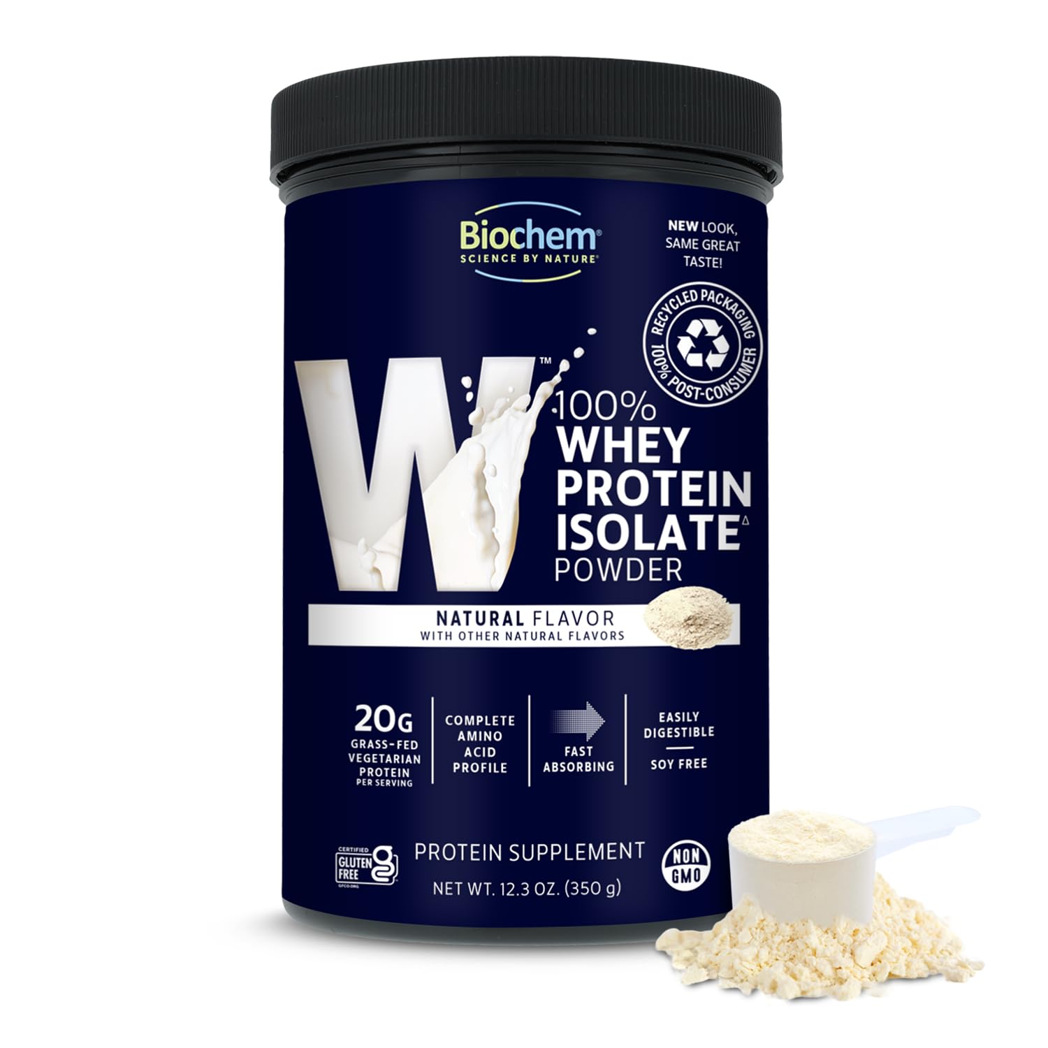 Biochem 100% Whey Isolate Protein - Natural Flavor - 12.3 Ounce, Preworkout & Immune Health - 20g Vegetarian Protein - Easily Digestible - Refreshing Taste - Keto Friendly & Easy To Mix…