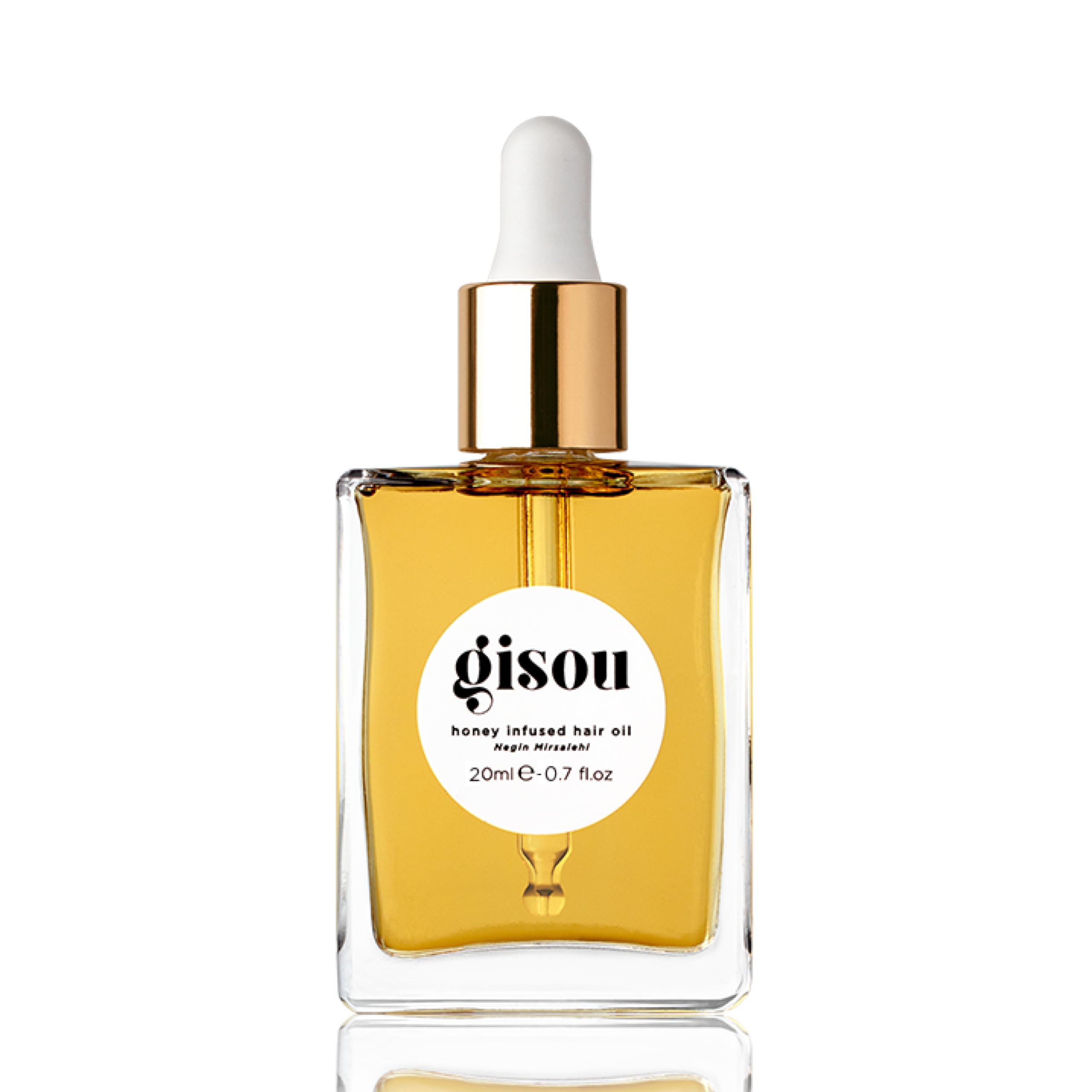 Gisou Honey Infused Hair Oil Mini - Hydrating & Frizz Control Luxury Treatment with Mirsalehi Honey, Adds Shine & Heat Protectant, Color Safe for All Hair Types, 0.7 Fl Oz