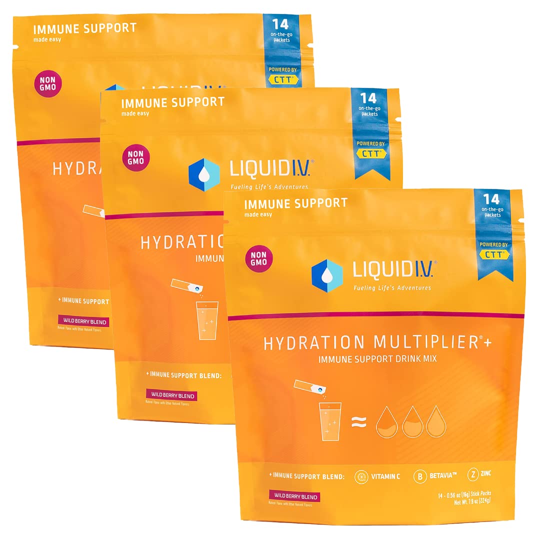 Liquid I.V. Hydration Multiplier + Immune Support -Wild Berry Blend - Hydration Powder 