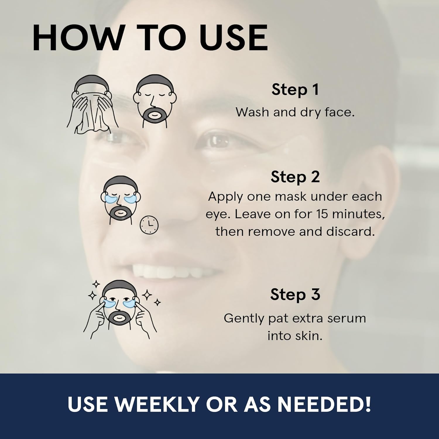 BRO MASK Under Eye Patches for Men - Hydrogel (6 Individual Packs)